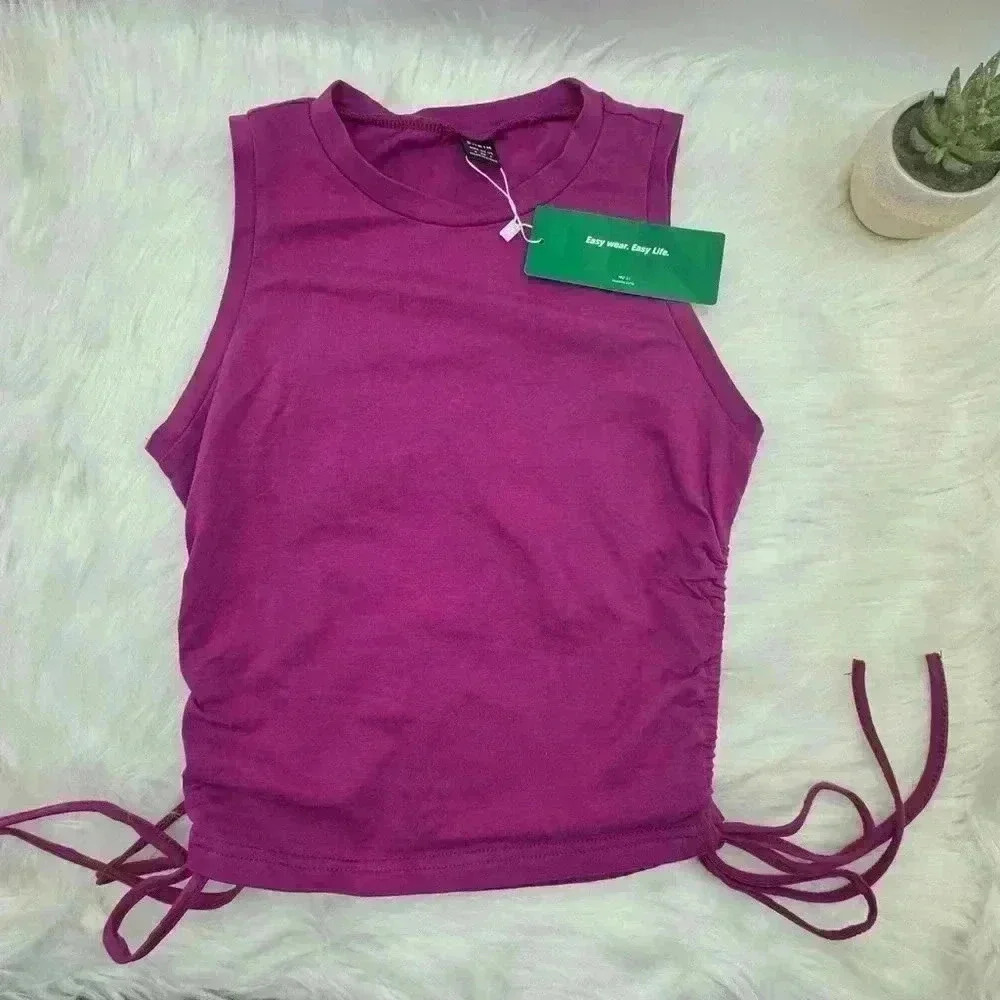 Drawstring Ruched Side Crop Tangtop SheIn - Picture 4 of 4